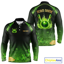 Load image into Gallery viewer, Green flame shamrock St Patrick's Day bowling shirts for men custom team bowling league jerseys NQS11412