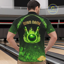 Load image into Gallery viewer, Green flame shamrock St Patrick's Day bowling shirts for men custom team bowling league jerseys NQS11412