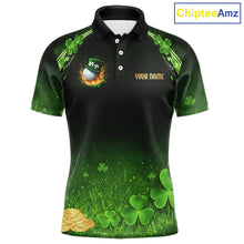 Load image into Gallery viewer, Flame golf ball green shamrock St Patrick's Day Men Golf Polo Shirts Custom lucky golf attire for men NQS11413