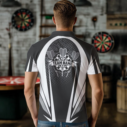 Personalized Black and White Darts Shirts For Men Custom Darts Team Jerseys NQS9489