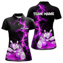 Load image into Gallery viewer, Women bowling shirts Custom purple lightning thunder Bowling Team Jersey, gift for team Bowlers NQS9493