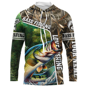 Personalized Bass Fishing Shirts, Love Fishing Camo 3D All Over Printed Shirts NQS210