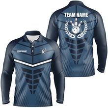 Load image into Gallery viewer, Navy Blue Bowling Team league jerseys custom Men Bowling Polo Shirt, gifts for bowling team NQS7444