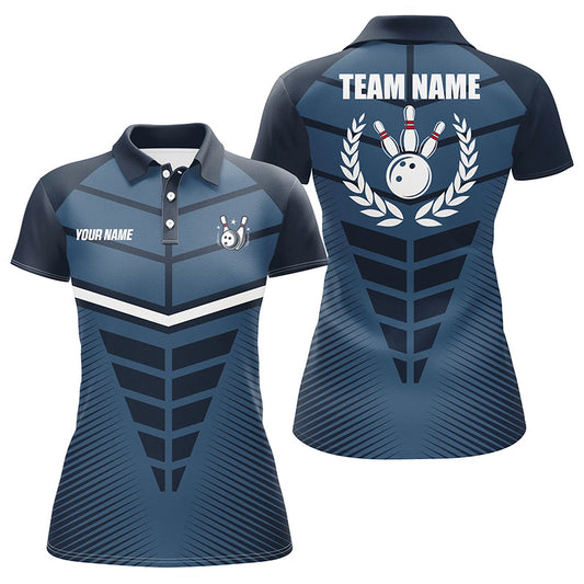Navy Blue Bowling Team league jerseys custom Women Bowling Polo Shirts, gifts for bowling team NQS7444