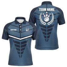 Load image into Gallery viewer, Navy Blue Bowling Team league jerseys custom Men Bowling Polo Shirt, gifts for bowling team NQS7444