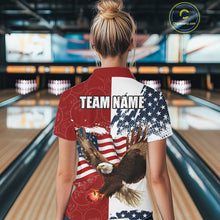 Load image into Gallery viewer, American Flag Eagle Bowling Shirts For Women Custom Patriotic Red Camo Bowling Team Jerseys NQS9864