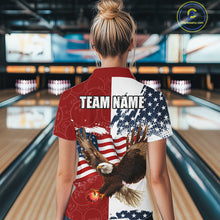 Load image into Gallery viewer, American Flag Eagle Bowling Shirts For Women Custom Patriotic Red Camo Bowling Team Jerseys NQS9864