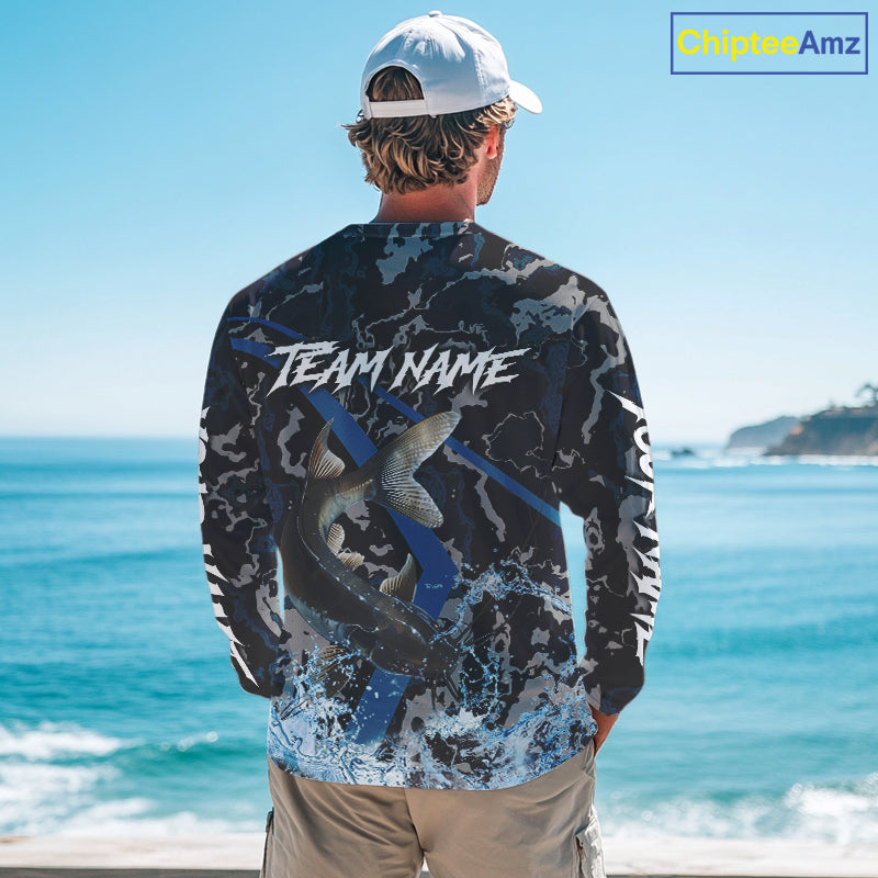 Custom Catfish Fishing Camo Long Sleeve Fishing Shirts, Personalized Catfish Fishing Team Jersey NQS9940