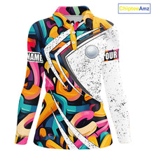 Load image into Gallery viewer, Women golf polo shirts colorful pattern custom team golf shirts, golf tops for ladies NQS10088