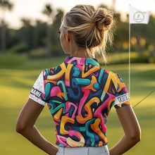 Load image into Gallery viewer, Women golf polo shirts colorful pattern custom team golf shirts, golf tops for ladies NQS10088