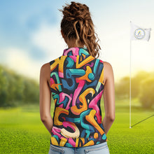 Load image into Gallery viewer, Women sleeveless golf polo shirts colorful pattern custom team golf shirts, golf tops for ladies NQS10088