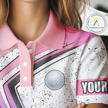 Load image into Gallery viewer, Women golf polo shirts purple gradient pattern custom team golf shirts, golf tops for ladies NQS10089