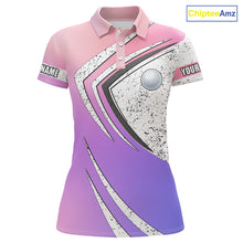Load image into Gallery viewer, Women golf polo shirts purple gradient pattern custom team golf shirts, golf tops for ladies NQS10089