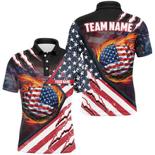 Load image into Gallery viewer, American Flag flame golf ball Mens golf polo shirts custom golf outfits for men, patriotic golf gifts NQS8022