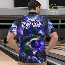 Load image into Gallery viewer, Purple Lightning thunder Shark Bowling Shirts for Men Custom Team Shark Bowling League Jersey NQS10418