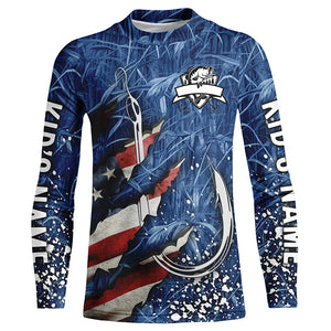 American flag fish hook blue camo fishing custom sun protection performance long sleeve fishing shirts NQS4307