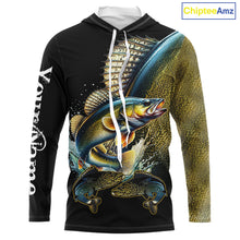 Load image into Gallery viewer, Walleye fishing yellow scales Custom walleye fishing shirts tournament fishing jerseys NQS11031