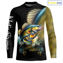 Load image into Gallery viewer, Walleye fishing yellow scales Custom walleye fishing shirts tournament fishing jerseys NQS11031