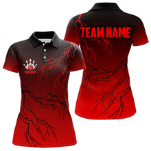 Load image into Gallery viewer, Black and Red gradient Lightning thunder storm Bowling shirts for Women Custom Bowling Team Jerseys NQS9353