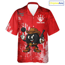 Load image into Gallery viewer, Custom Funny Cowboy Gunster Bowling Button-up Shirts, Bowling Team League Jerseys | Red NQS11625