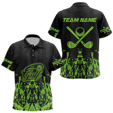 Load image into Gallery viewer, Black and Green Camo Kid Golf polo shirt custom team golf outfit for Kid, personalized golf gift NQS9664