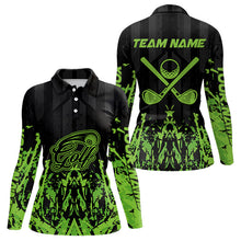 Load image into Gallery viewer, Black and Green Camo Golf polo shirts for Women custom team golf outfit ladies, personalized golf gift NQS9664