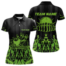 Load image into Gallery viewer, Black and Green Camo Bowling Team Shirts For Women Custom Bowling Uniform Polo, Quarter Zip Shirts NQS9665