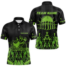 Load image into Gallery viewer, Black and Green Camo Bowling Team Shirts For Men Custom Bowling Uniform Polo, Quarter Zip Shirts NQS9665