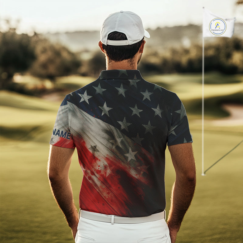 Personalized golf polos shirts for men American flag 4th July custom patriotic best men golf wears NQS9945