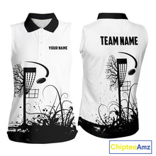 Load image into Gallery viewer, Black and White Disc Golf basket Disc golf sleeveless polo shirts Custom team disc golf outfit NQS9946