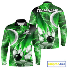Load image into Gallery viewer, Green Light pattern Bowling Polo, Quarter Zip shirts for men Custom Bowling Team League Jerseys NQS9949