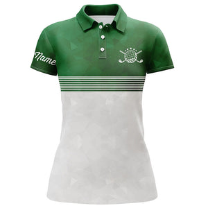 Green and white Womens golf polo shirts custom name ladies golf shirts, personalized golf gifts NQS5699