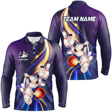 Load image into Gallery viewer, Purple light bowling jerseys Bowling Polo, 1/4 Zip Shirt for Men Custom Bowling Team shirts for bowler NQS8030