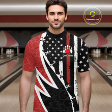 Load image into Gallery viewer, Red, White and Black American Flag Bowling Shirts for Men Custom Patriotic Team Bowling Jersey NQS10429