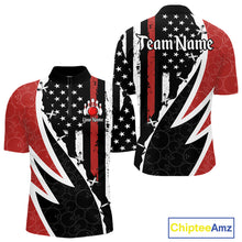 Load image into Gallery viewer, Red, White and Black American Flag Bowling Shirts for Men Custom Patriotic Team Bowling Jersey NQS10429