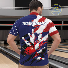 Load image into Gallery viewer, Red, White and Blue American flag Bowling Shirts for Men Custom Patriotic Bowling Team Outfit Uniform NQS10431