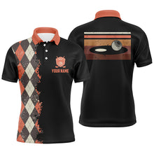 Load image into Gallery viewer, Vintage argyle plaid pattern black custom mens golf polo shirt, golf tops for men NQS6825