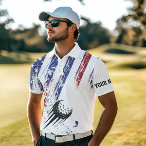 American flag patriotic Mens golf polo shirts custom swing swear look for ball repeat mens golf top NQS9359