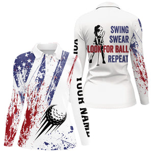 American flag patriotic Women golf polo shirt custom swing swear look for ball repeat ladies golf tops NQS9359