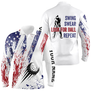 American flag patriotic Mens golf polo shirts custom swing swear look for ball repeat mens golf top NQS9359