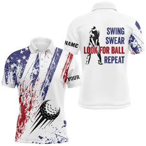 American flag patriotic Mens golf polo shirts custom swing swear look for ball repeat mens golf top NQS9359