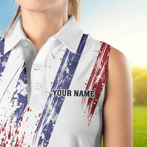 American flag patriotic Women sleeveless polos custom swing swear look for ball repeat ladies golf top NQS9359