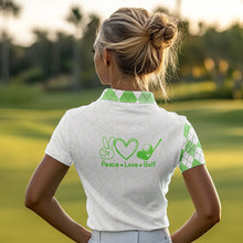Load image into Gallery viewer, Green argyle pattern Women Golf Polo Shirt custom peace love golf team jerseys, golf attire for women NQS9505