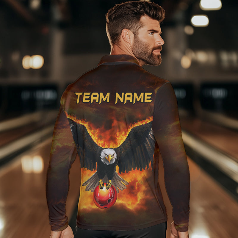 Personalized Flame Eagle Custom Bowling Team Shirts For Mens, Fire Eagle Bowling League Jersey NQS9512
