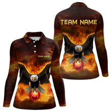 Load image into Gallery viewer, Personalized Flame Eagle Custom Bowling Team Shirts For Women, Fire Eagle Bowling League Jersey NQS9512