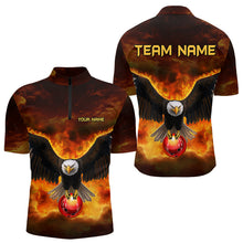 Load image into Gallery viewer, Personalized Flame Eagle Custom Bowling Team Shirts For Mens, Fire Eagle Bowling League Jersey NQS9512