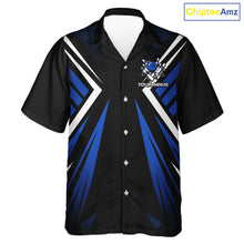 Load image into Gallery viewer, Black and Blue Flame Button-up bowling shirts, Team Bowling Jersey Custom bowling attire NQS11634