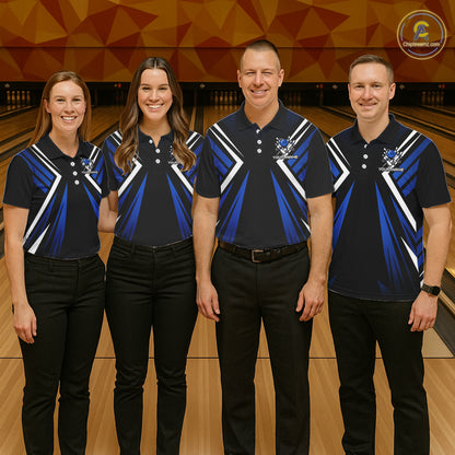 Black and Blue Flame Bowling Shirts For Women, Team Bowling Shirts Custom bowling attire for ladies NQS11634