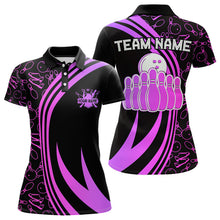 Load image into Gallery viewer, Black Women bowling shirts Custom Pink neon team league bowling jerseys, gifts for bowlers NQS9668