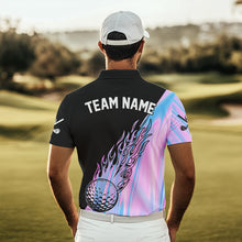 Load image into Gallery viewer, Hologram Flame Golf ball Polo Shirts For Men Custom Golf Team Shirts Golfer Outfit NQS9674